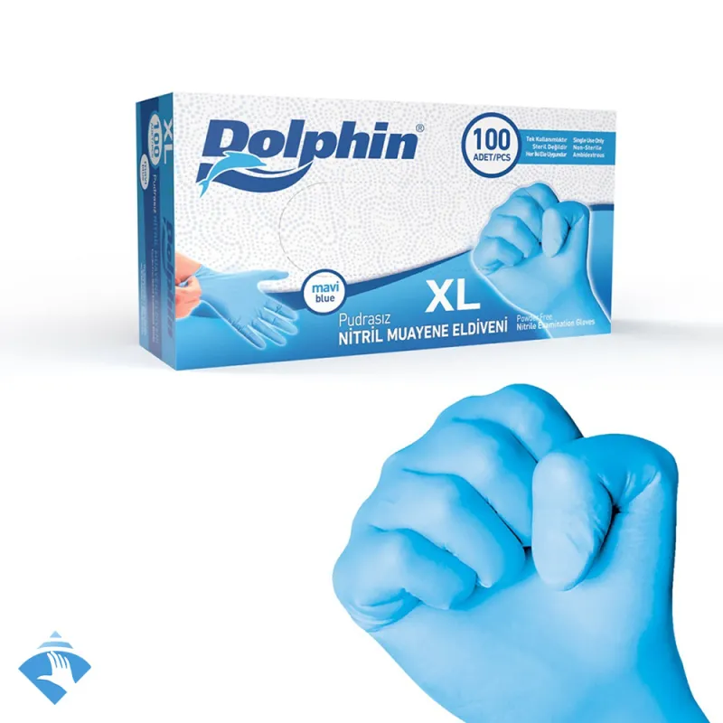 Dolphin Pudrasız Mavi Nitril Muayene Eldiveni