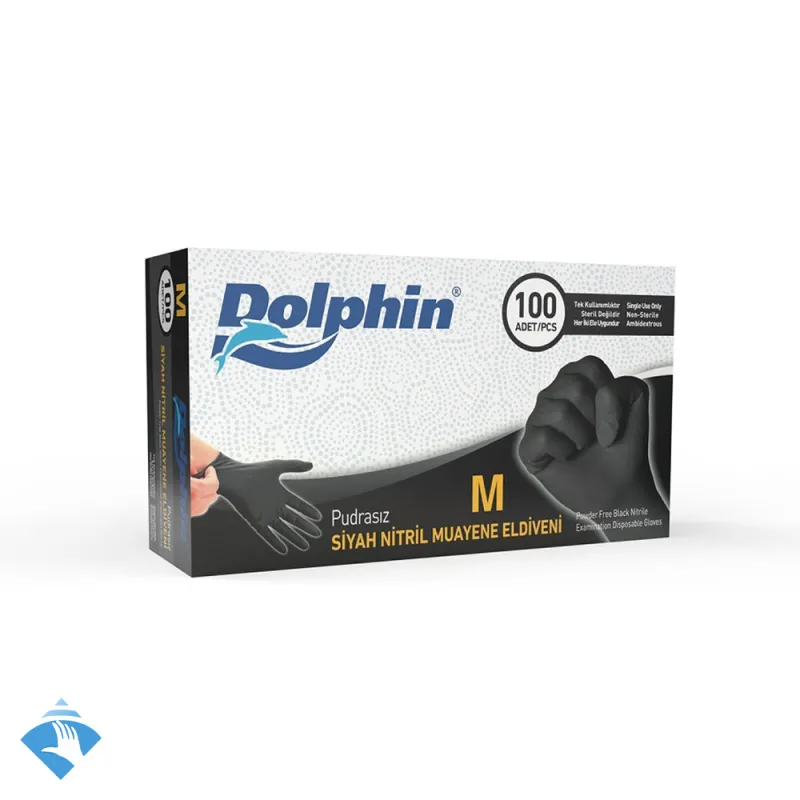 Dolphin Pudrasız Siyah Nitril Eldiven
