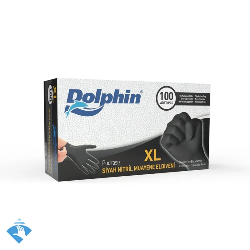 Dolphin Pudrasız Siyah Nitril Eldiven