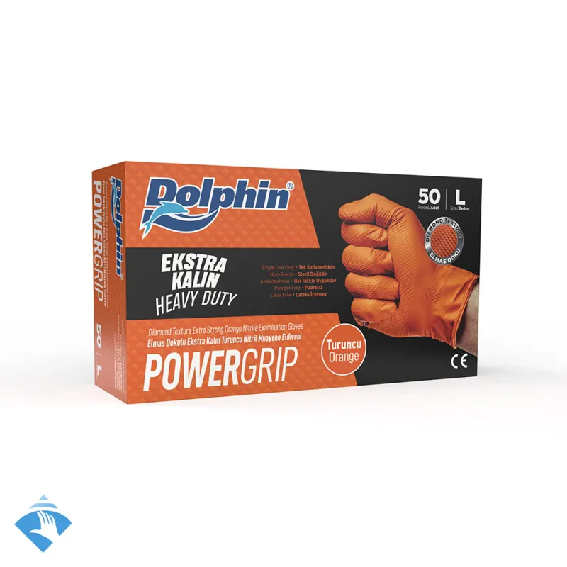 Dolphin Ekstra Kalın Turuncu Nitril Eldiven