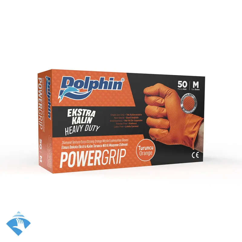 Dolphin Ekstra Kalın Turuncu Nitril Eldiven
