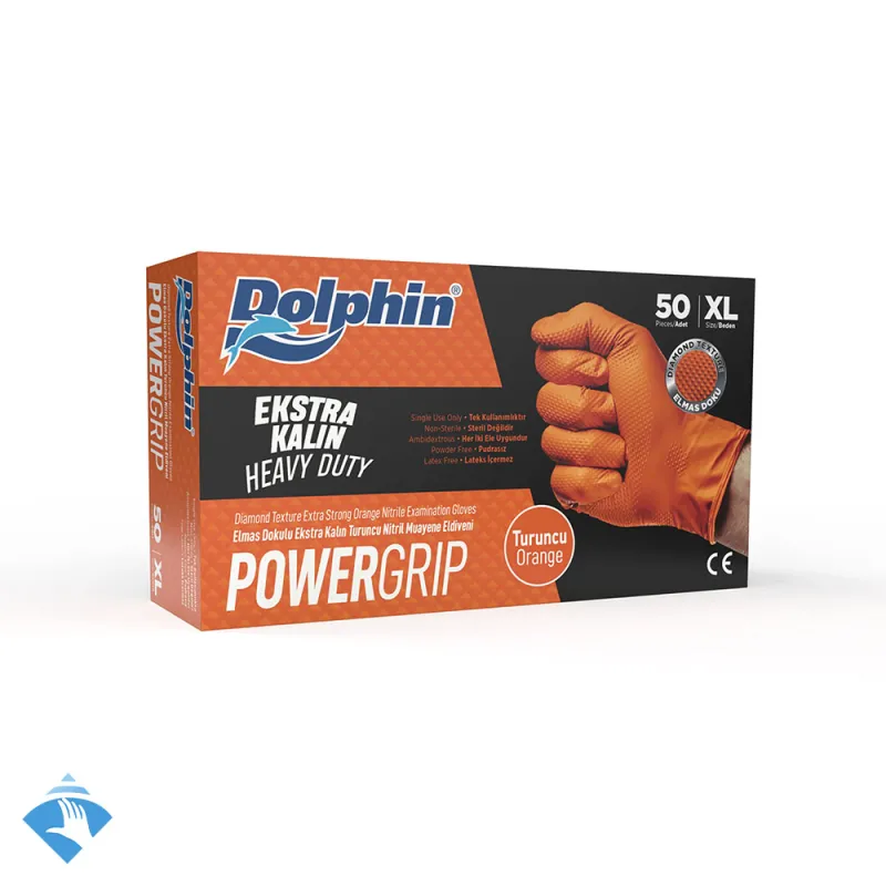 Dolphin Ekstra Kalın Turuncu Nitril Eldiven