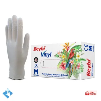 Beybi Pudrasız Şeffaf Vinil Muayene Eldiveni - Koli (20 Paket x 100'li)
