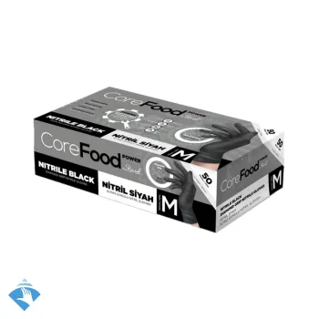 CoreFood Nitril Power Siyah Eldiven - Koli (20 Paket x 50'li)
