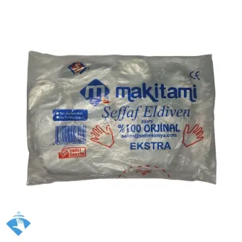 Makitami Ekstra Kalın Şeffaf HDPE Eldiven - Koli (20 Paket x 100'li)